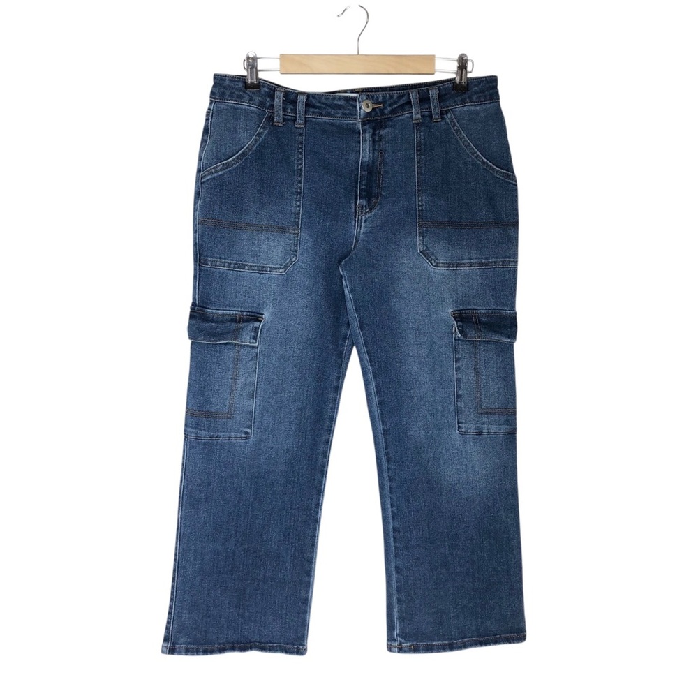Est.‎ 1946 Denim Cotton Blend Patch Pockets Cargo Straight Leg Cropped Jeans 14